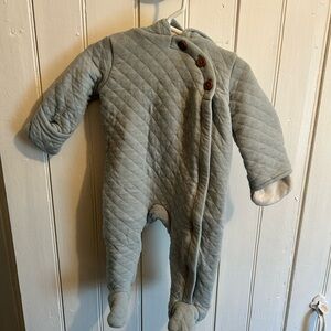 Carters 6m light blue quilted Sherpa lined zip up hooded bunting suit